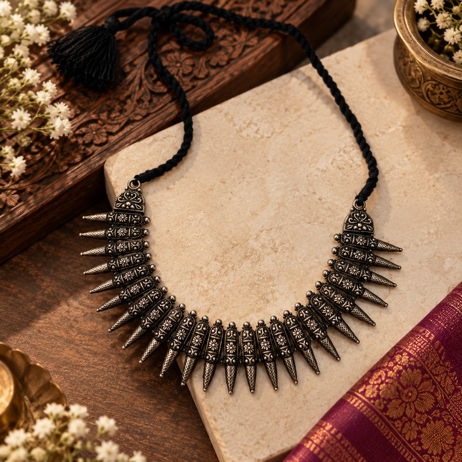 Antique 92.5 Pure Silver Tribal Statement Necklace Set