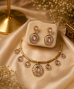 Pink Stone Designer Choker Necklace Set
