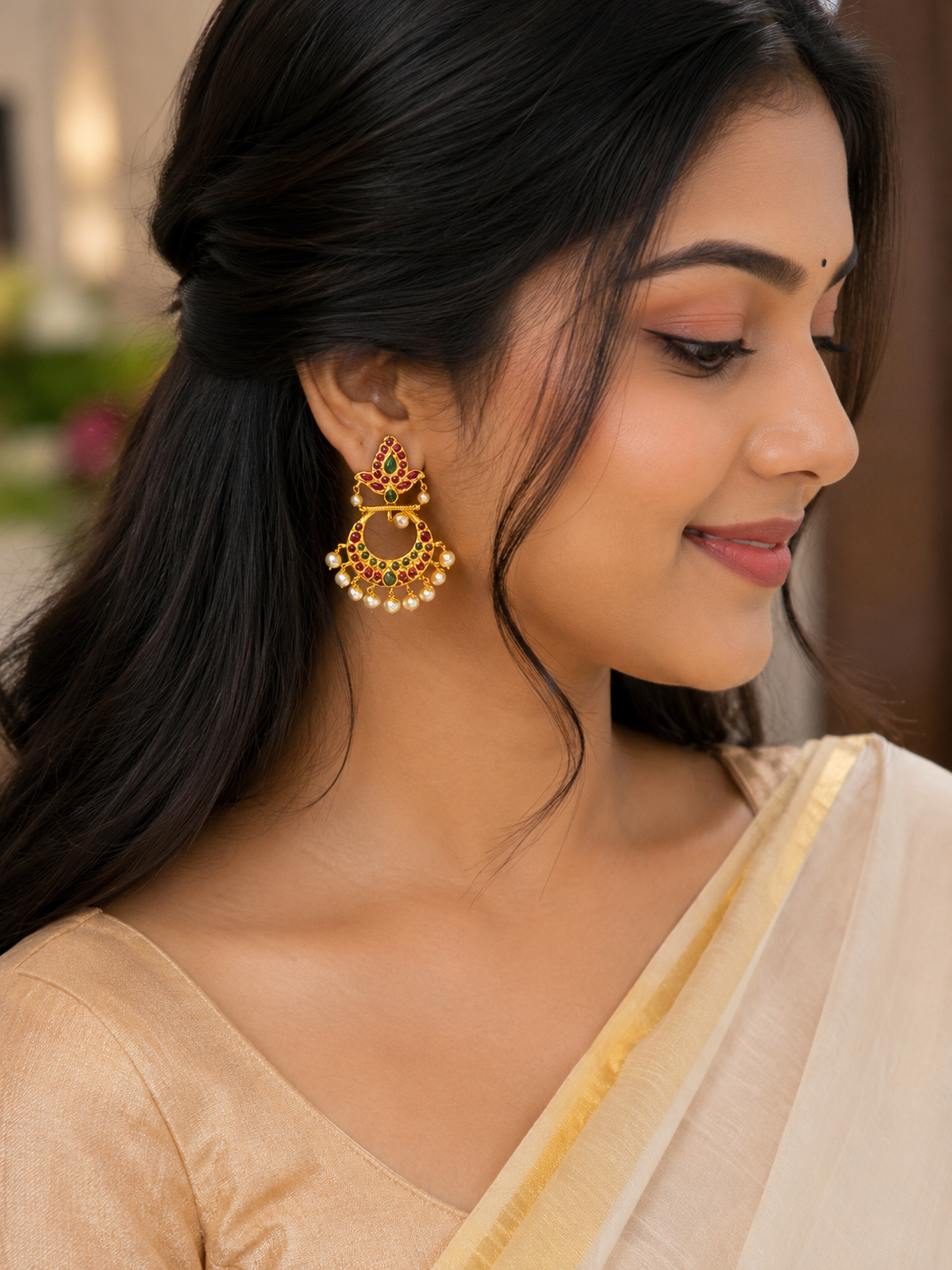 Chandbali Pearl Earring