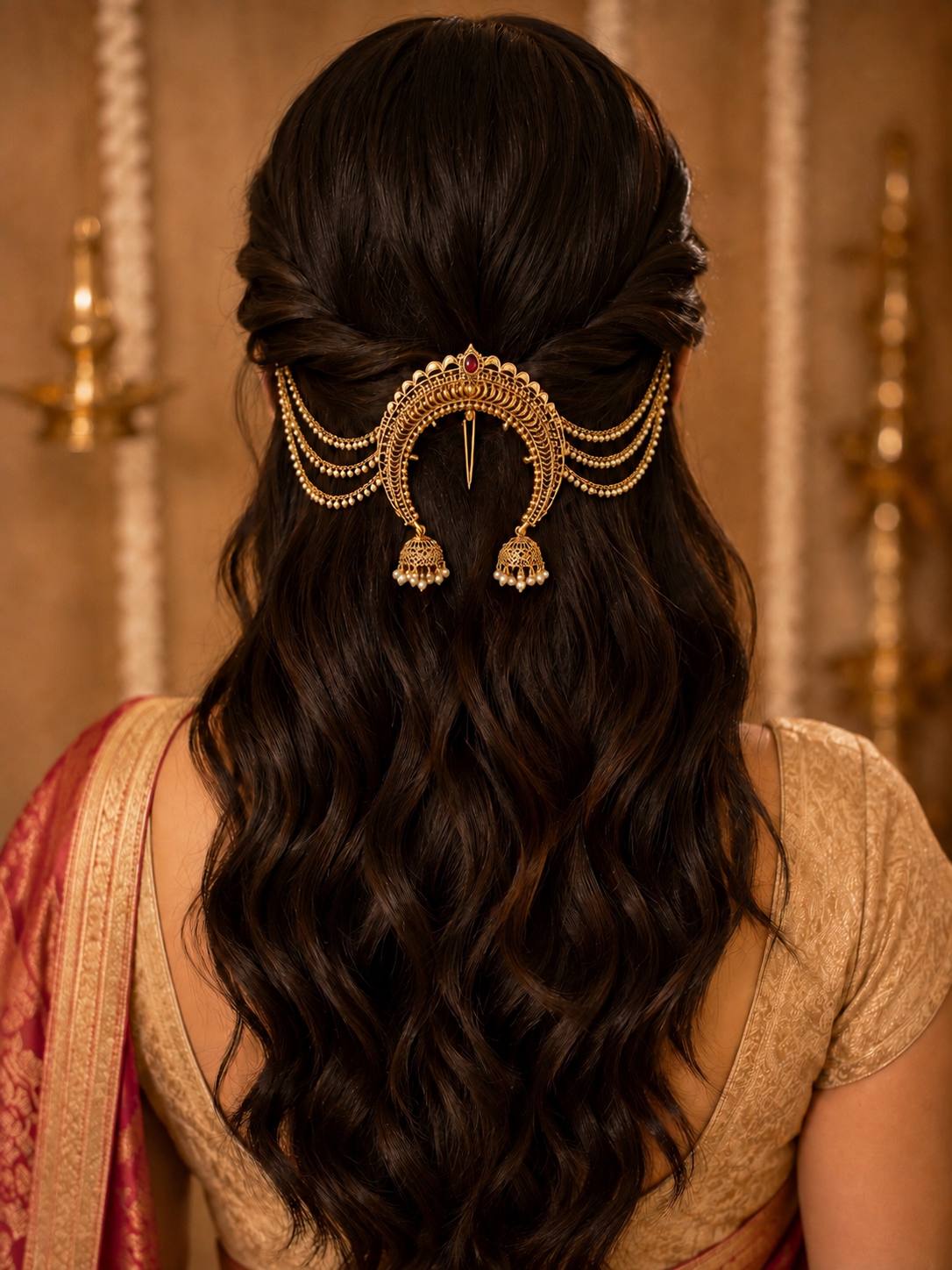 Traditional Gold Jadau Hair Pin