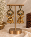 Antique Gold Lotus Jhumka Earrings