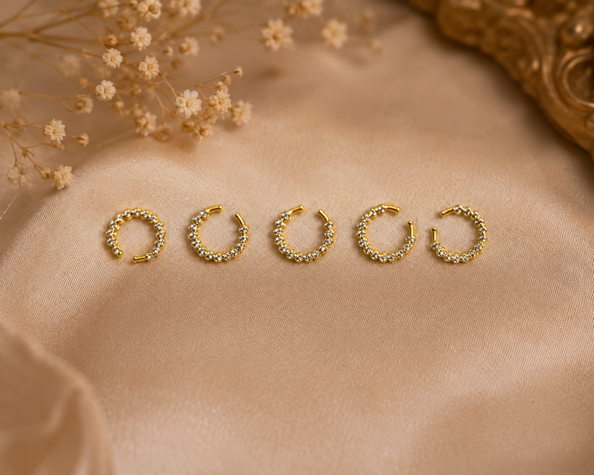 Gold-Tone CZ Stone Nose Ring