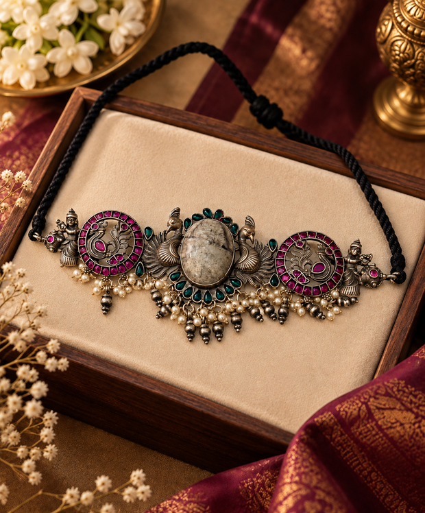 ✨ Antique Peacock Heritage Pure Silver Choker