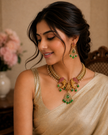 Lakshmi Elephant Ruby & Emerald Necklace Set