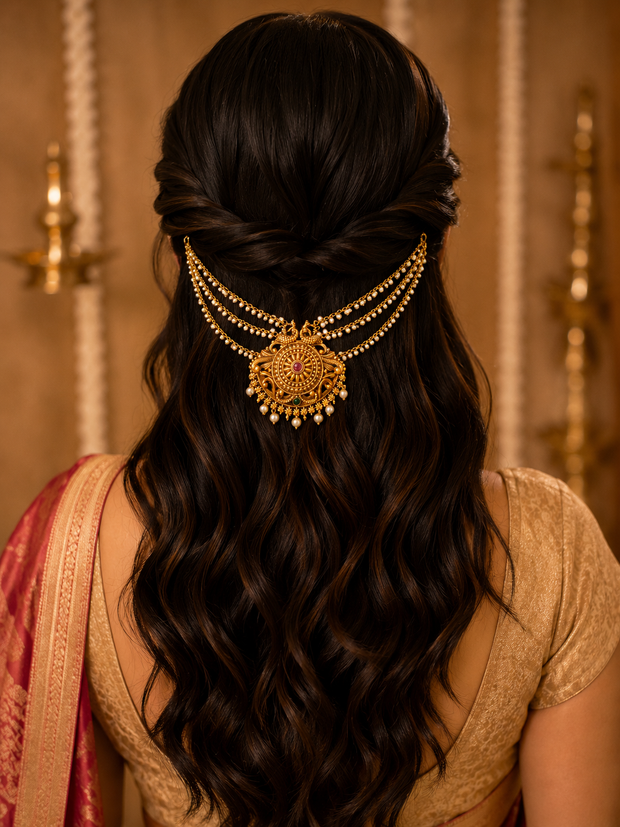 Antique Gold Pearl Hair Veni