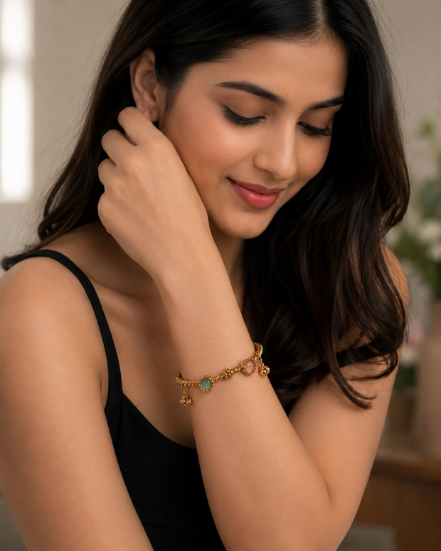 Elegant Pastel Stone Charm Bangles