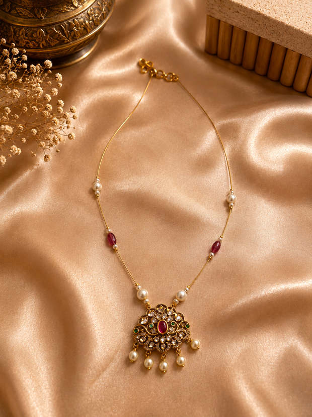 Ruby Floral Pendent Invisible Chain
