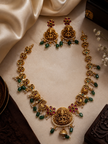 Divine Lakshmi Ruby & Green Bead Necklace Set