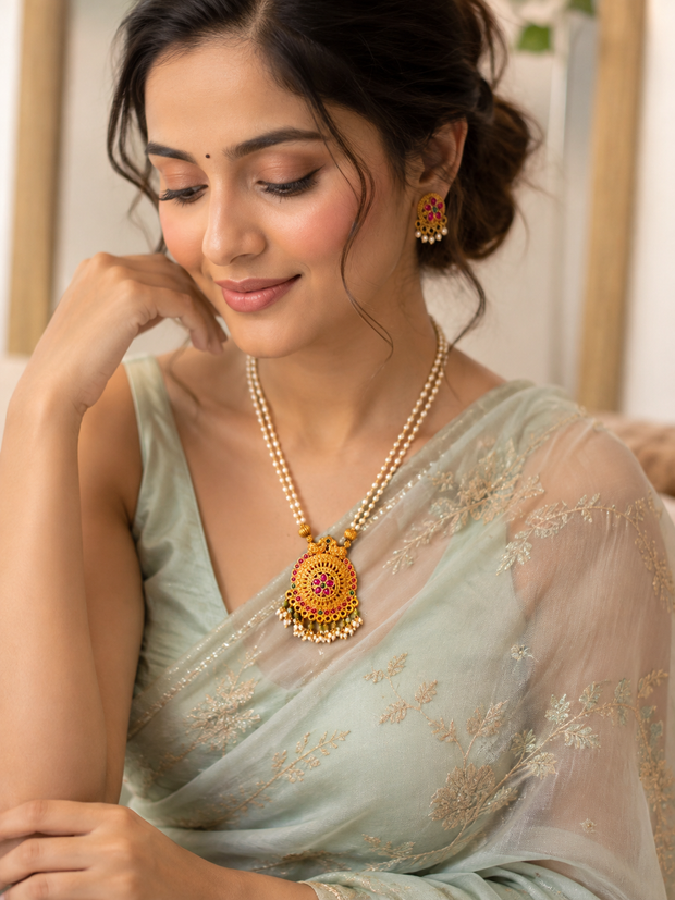 Pearl Beaded Traditional Pendent Set