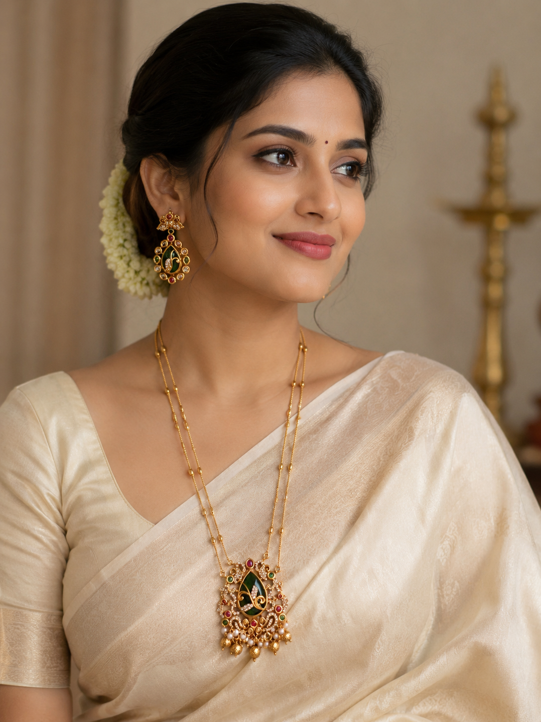 Premium Emerald Pendent Set
