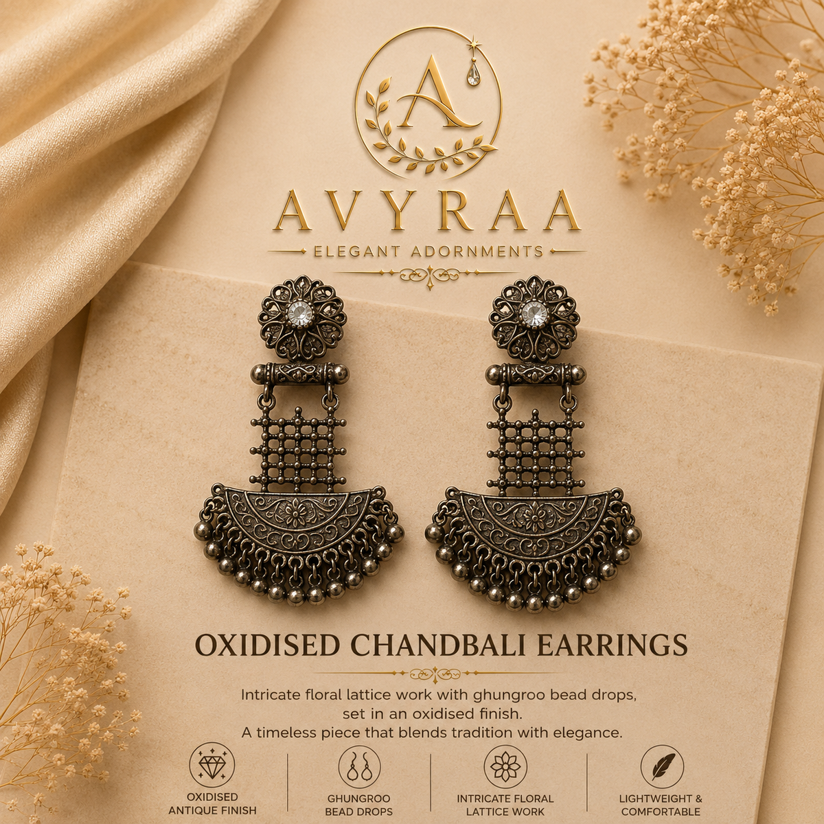 Oxidised Chandbali Earring