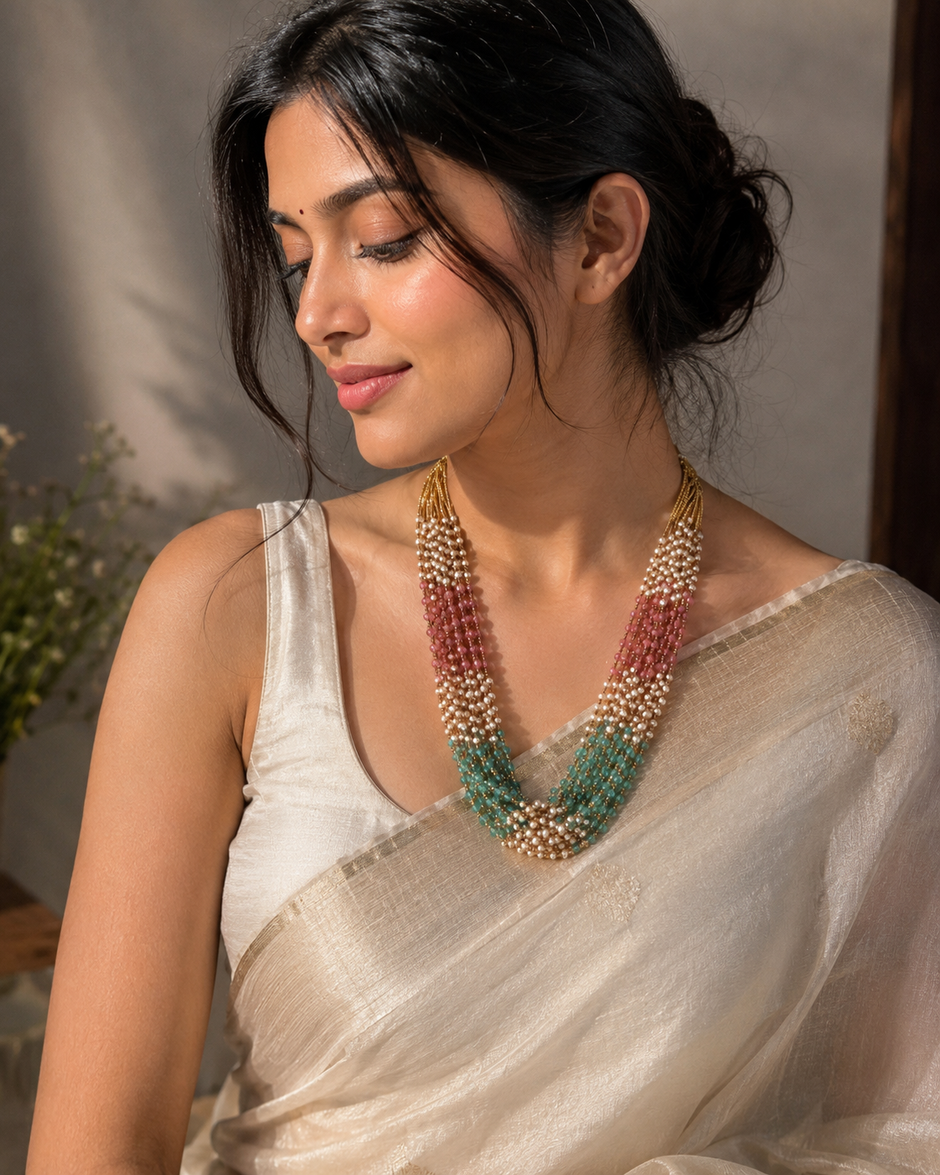 Multicolour Crystal Beaded Long Necklace