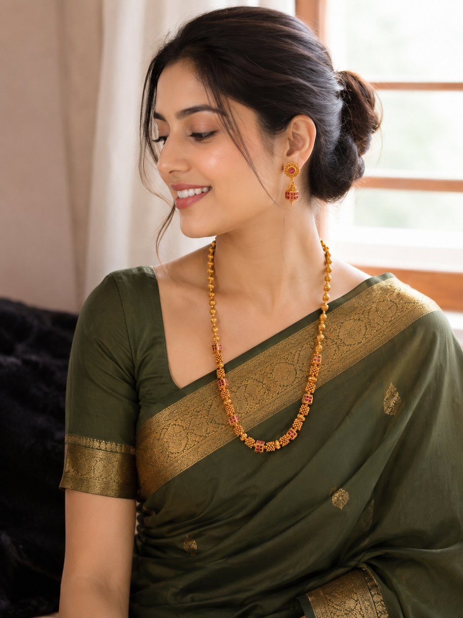Elegant Beaded Ruby Neck Set