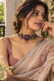 Royal Peacock Ruby Pure Silver Choker