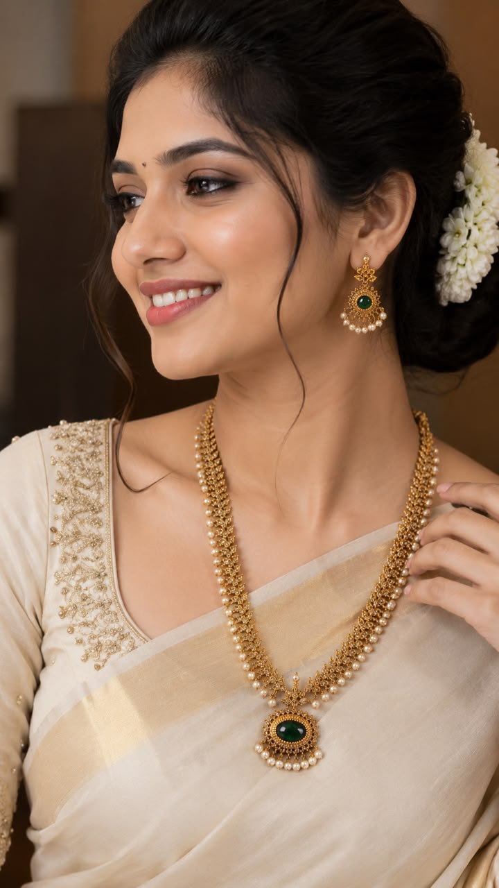 Elegant Emerald Pearl Drop Set