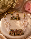 Elegant Pearl Kundan Necklace Set