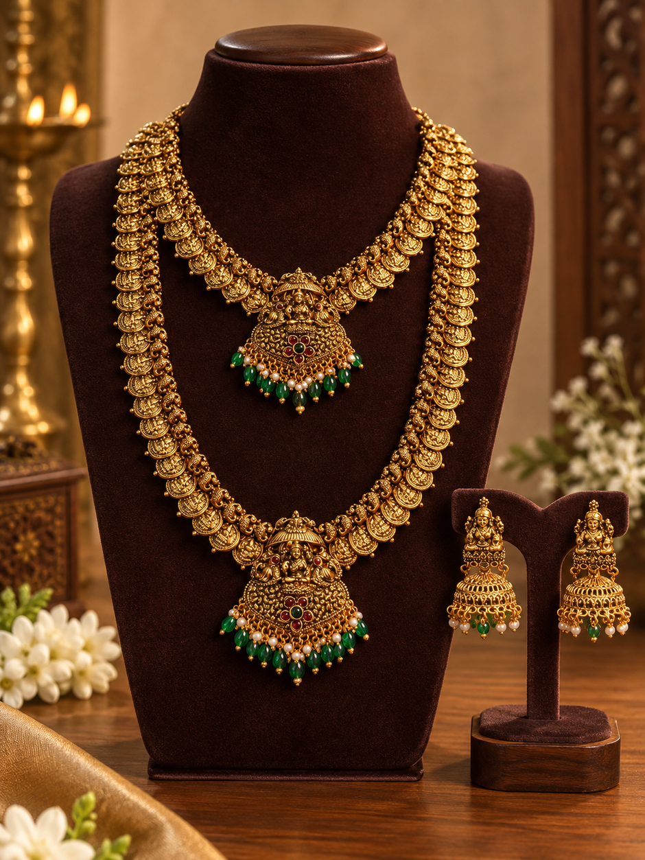 Grand Lakshmi Coin Haram and Necklace Set