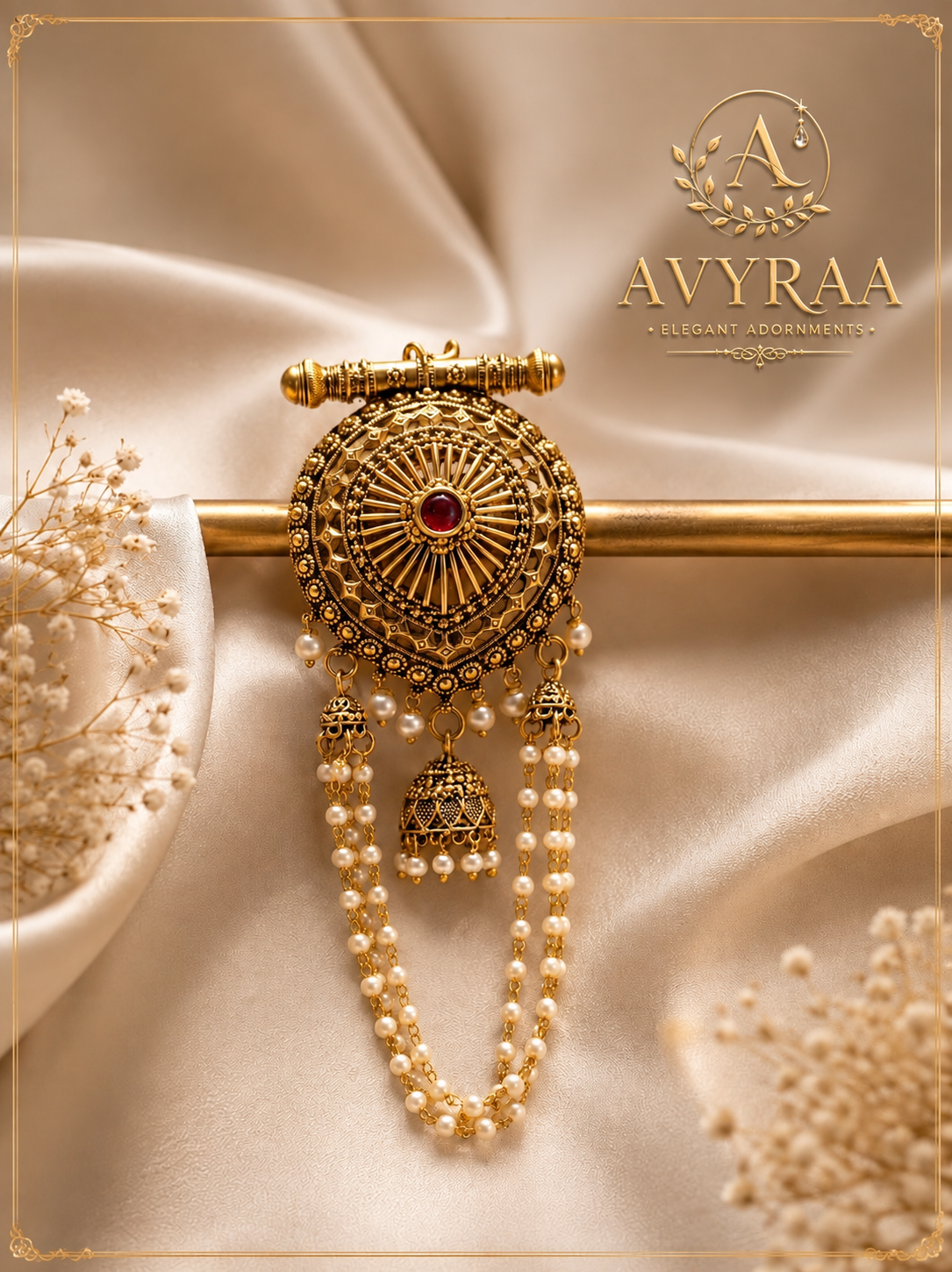 Antique Ruby Jadau Juda Pin