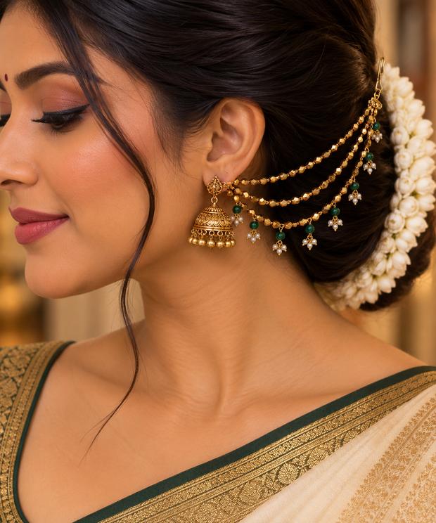 Elegant Emerald Pearl Beaded Mattal