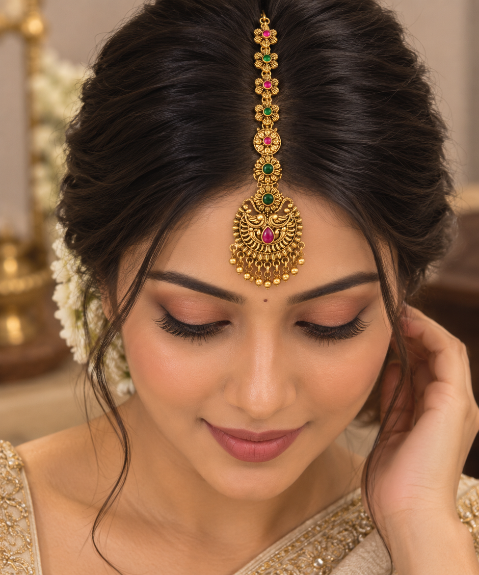 Antique Gold Peacock Tikka