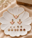 Angel Heart Pink Crystal Necklace and Earring Set