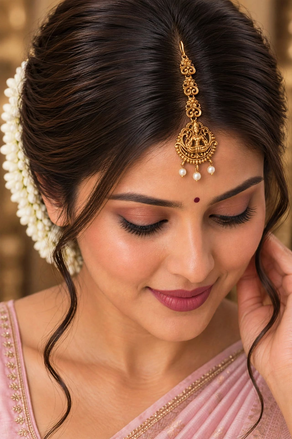 Antique Gold & Pearl Bridal Tikka