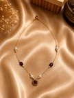 Maroon Beaded  Pearl Drop Invisible Chain