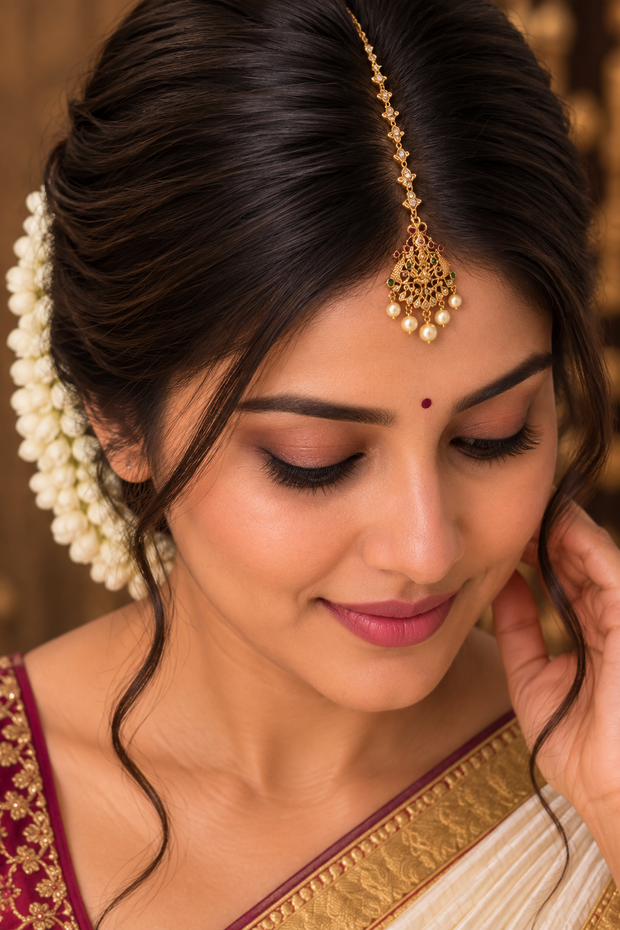 Lakshmi Ruby Emerald Maang Tikka