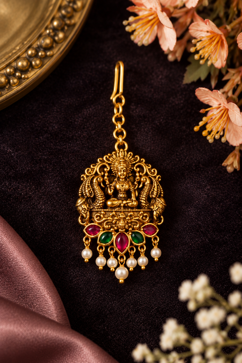 Antique Gold Lakshmi Peacock Tikka