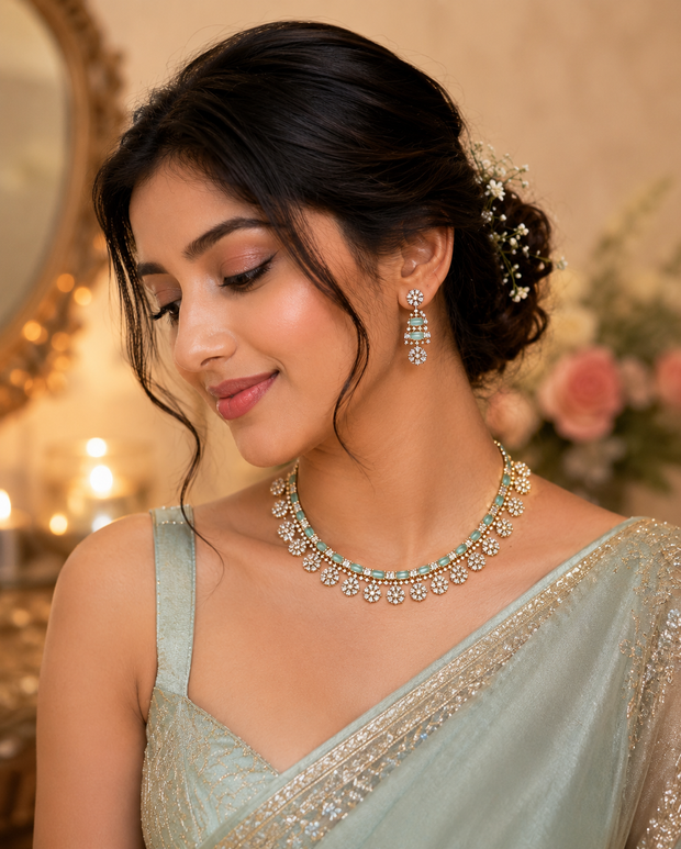 Aqua Green Victorian Necklace Set