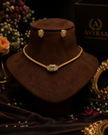 Emerald Square Stone Minimal Choker Set