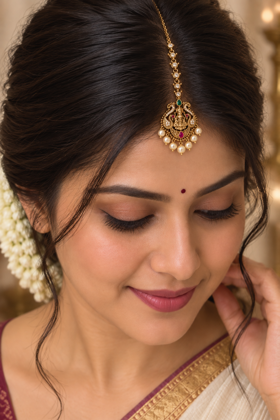 Antique Gold Lakshmi Peacock Tikka