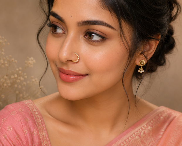 Gold-Tone CZ Stone Nose Ring
