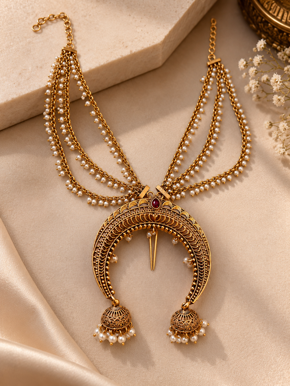 Traditional Gold Jadau Hair Pin