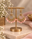 Pearl Pink Stone Chandbali Earrings