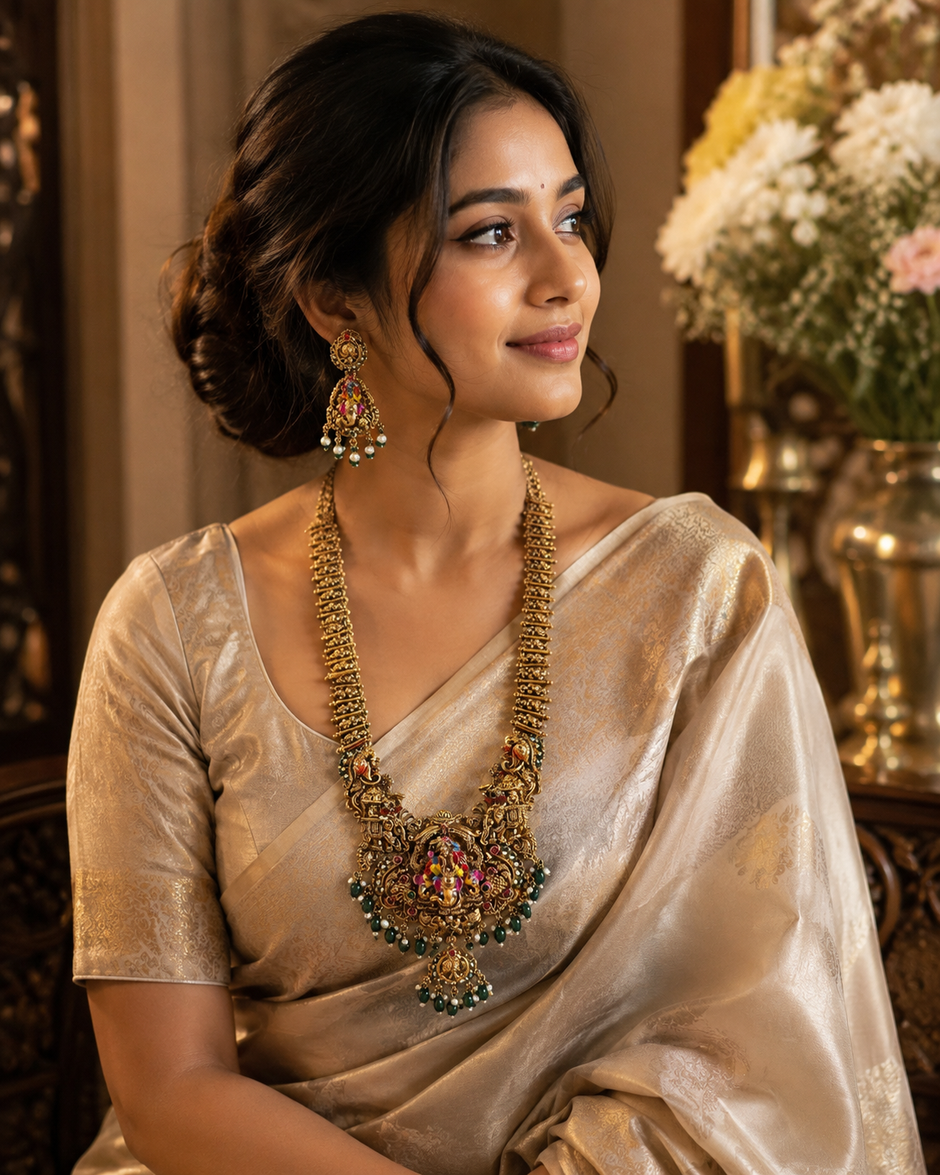 Grand Antique Bridal Temple Short and Long Haram Set