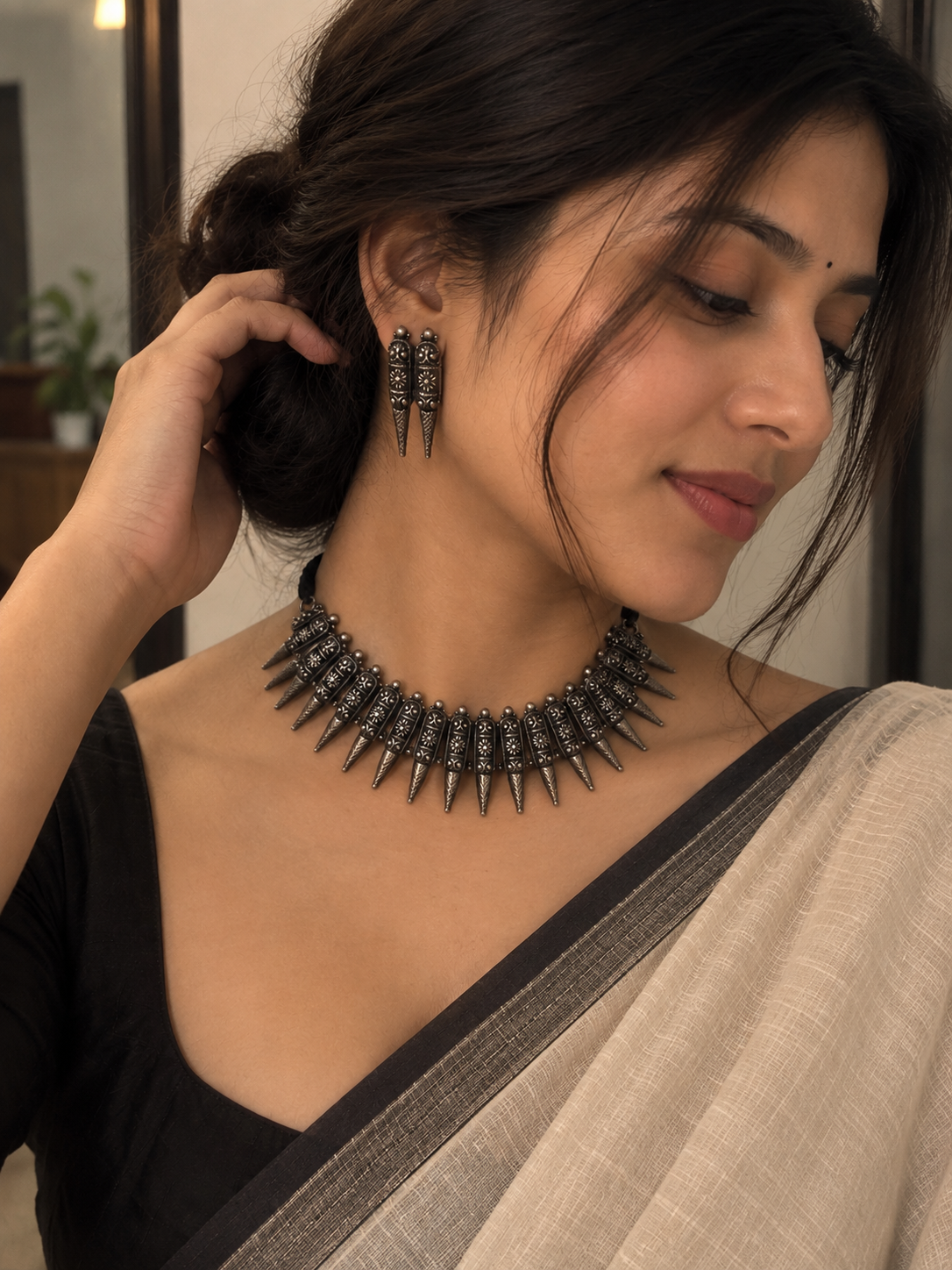 Antique 92.5 Pure Silver Tribal Statement Necklace Set