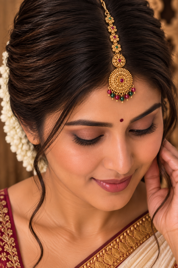 Antique Gold Ruby & Emerald Round Tikka