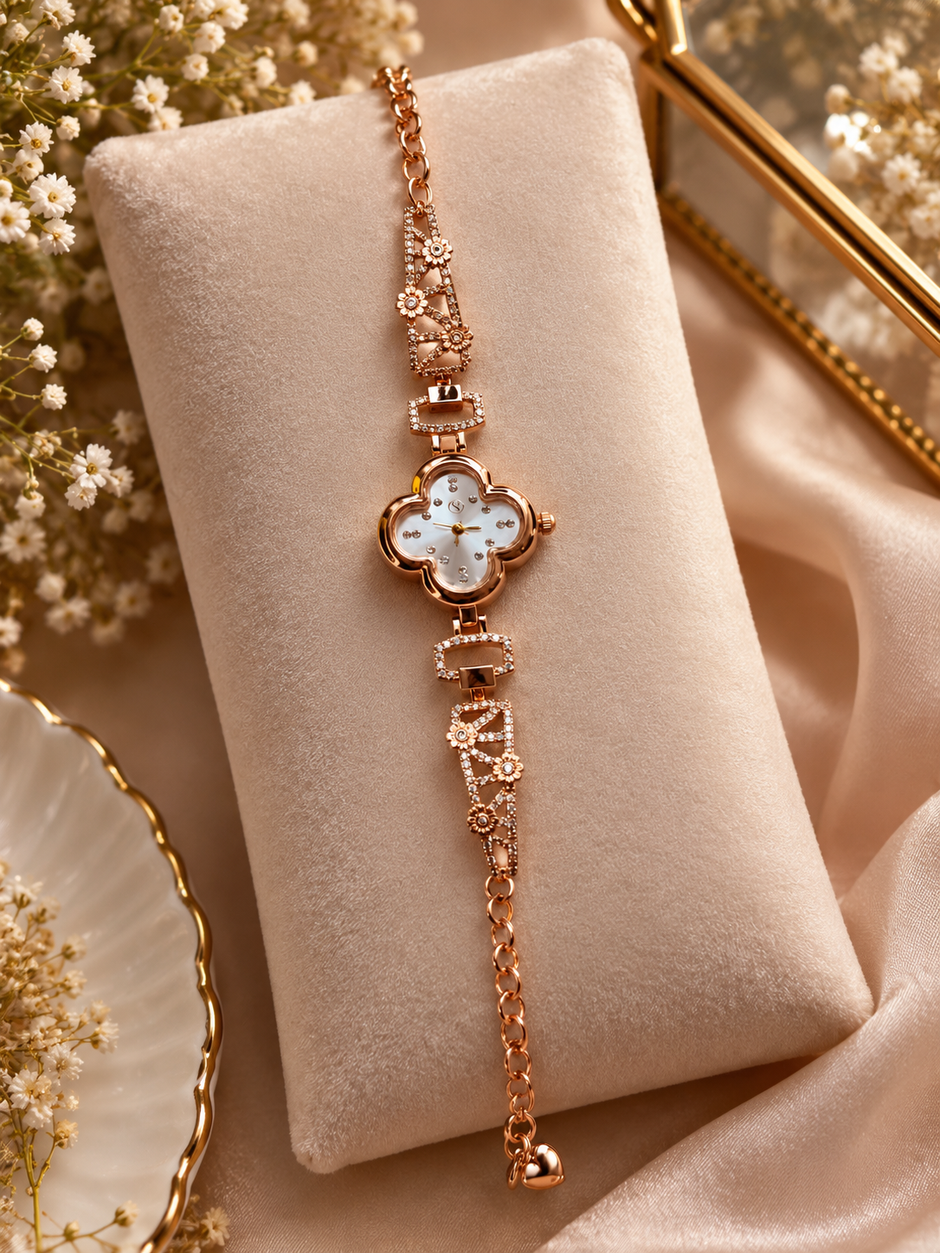 Floral Charm Bracelet Watch