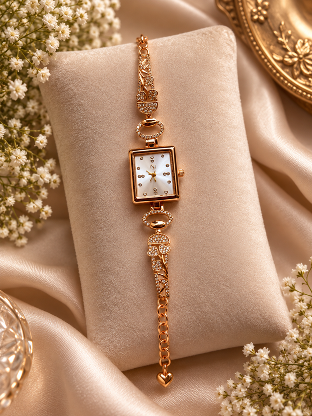 Elegant Floral Crystal Bracelet Watch