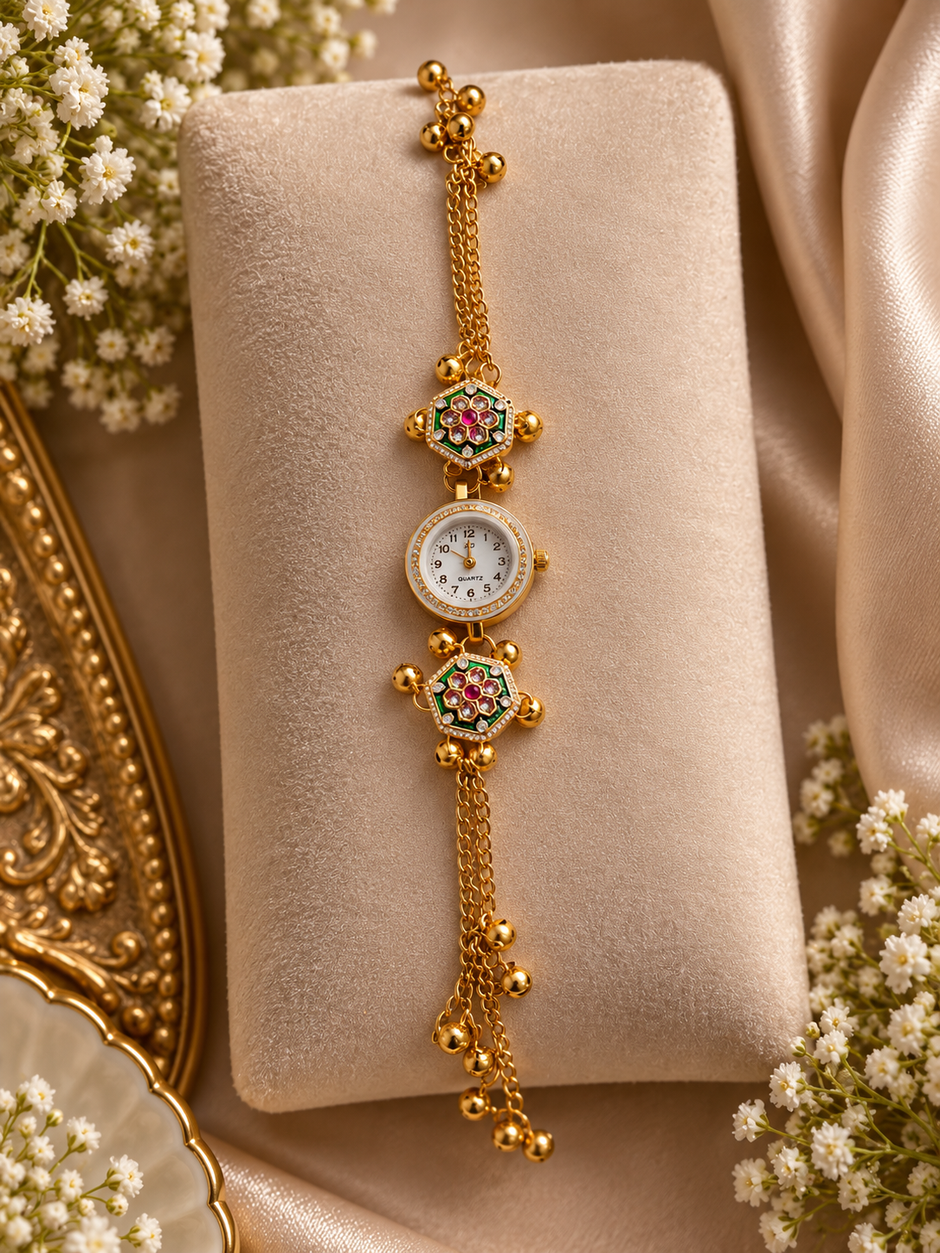 Traditional Ruby Floral Charm Watch