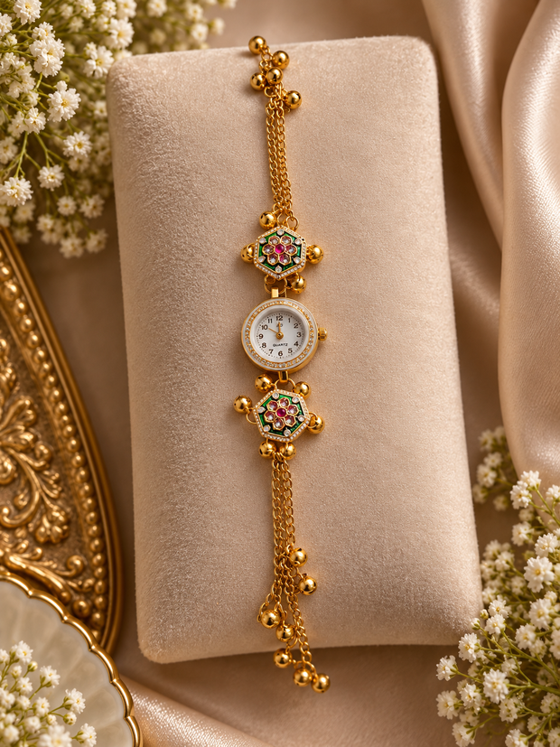 Traditional Ruby Floral Charm Watch
