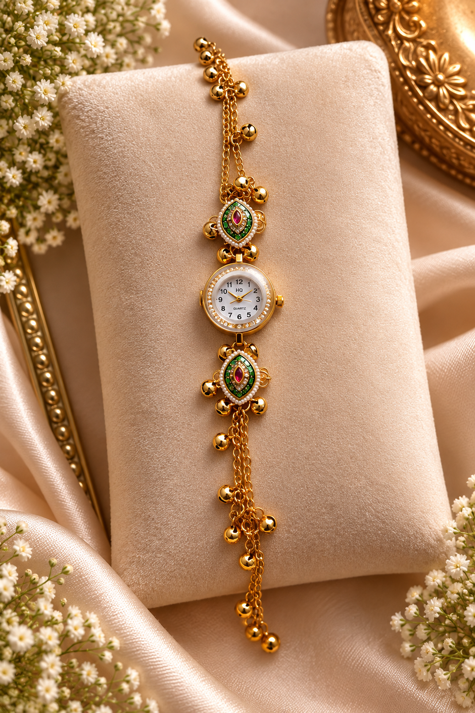 Lotus Charm Gold Bracelet Watch