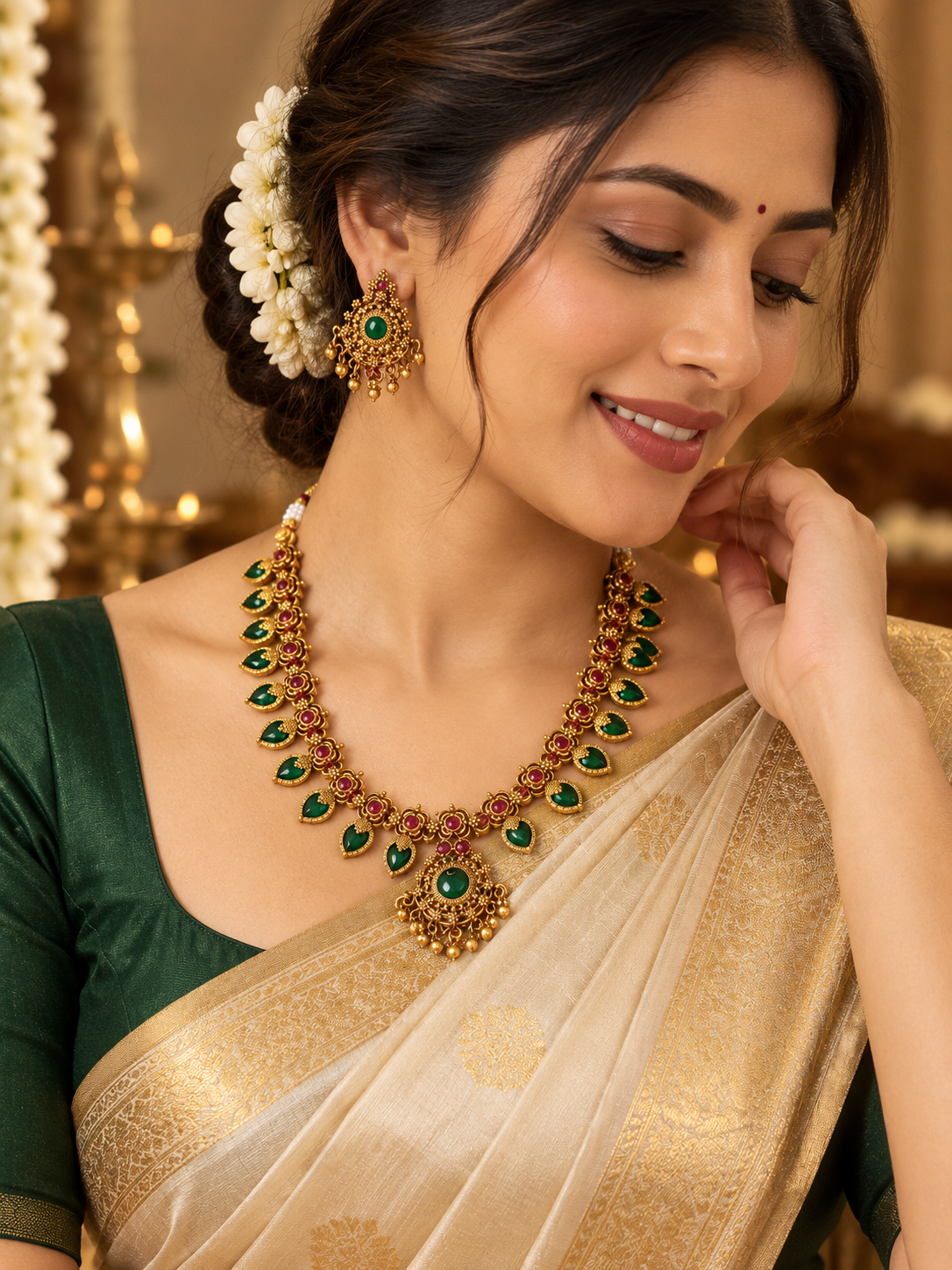 Royal Heritage Green & Ruby Necklace Set