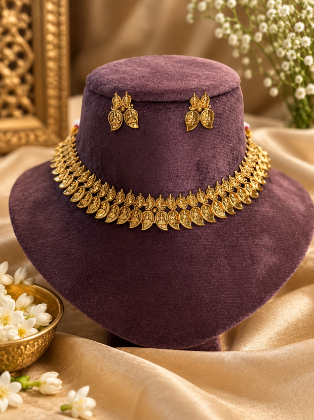 Lakshmi Coin Antique Gold Choker Set