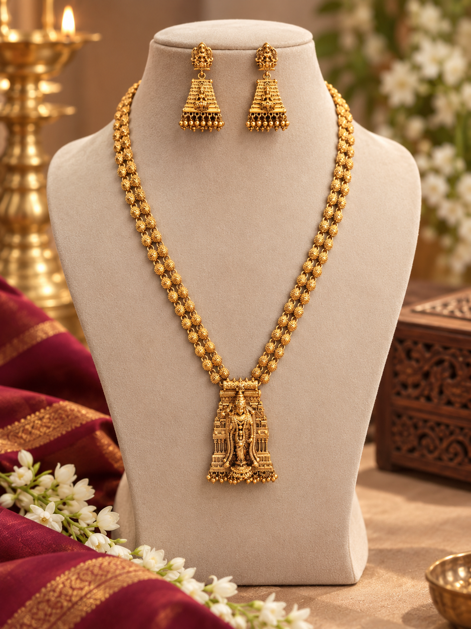 Madurai Meenakshi  Temple Long Necklace Set