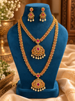 Elegant Ruby Stone Long Necklace Set