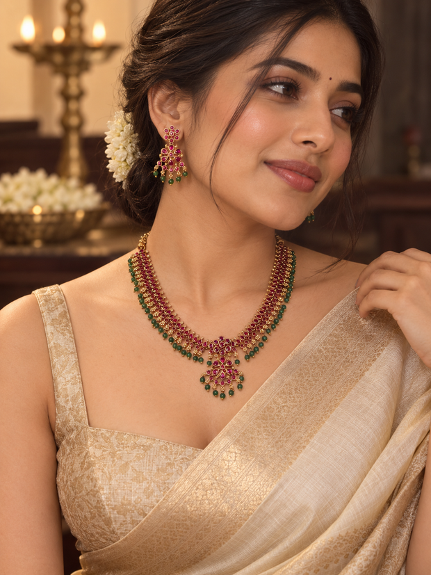 Royal Ruby Green Necklace Set