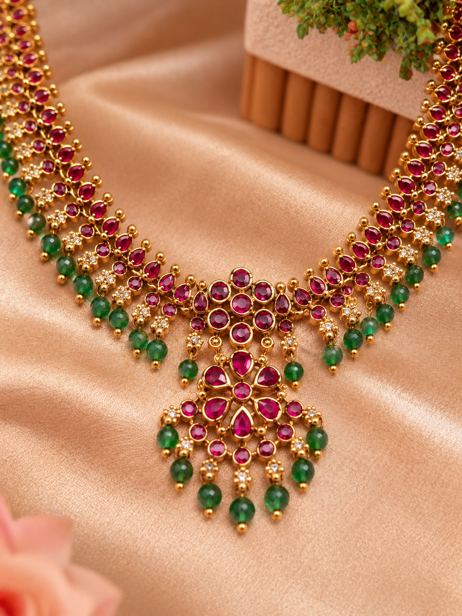 Royal Ruby Green Necklace Set