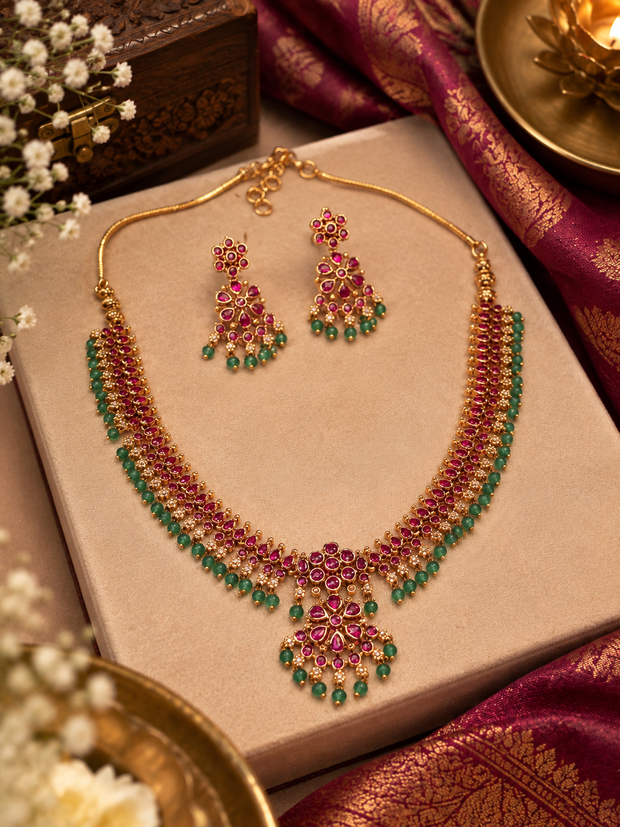 Royal Ruby Green Necklace Set